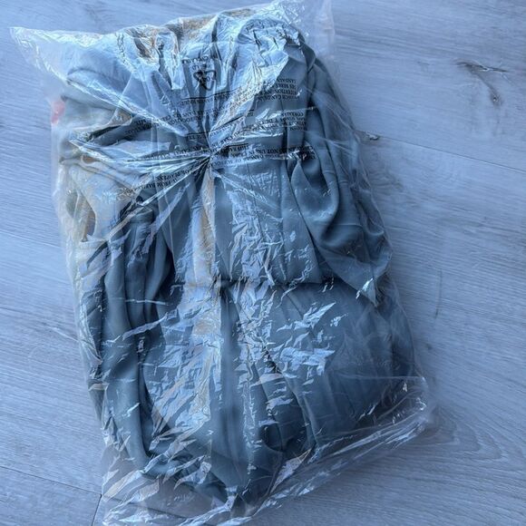 Show Me Your Mumu‎ Kendall Maxi Dress V Neck Slit Blouson Silver Sage Blue L nwt - Picture 7 of 7